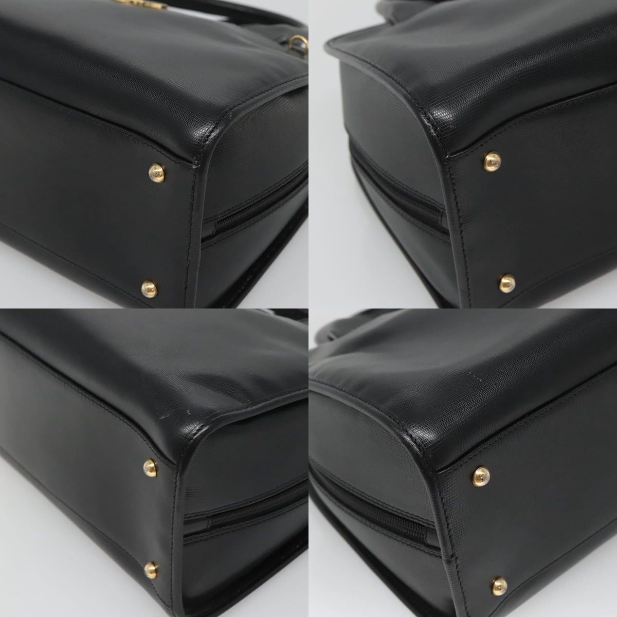 Celine CELINE Hand Bag Leather Black Gold Size ONE SIZE - 10 Thumbnail