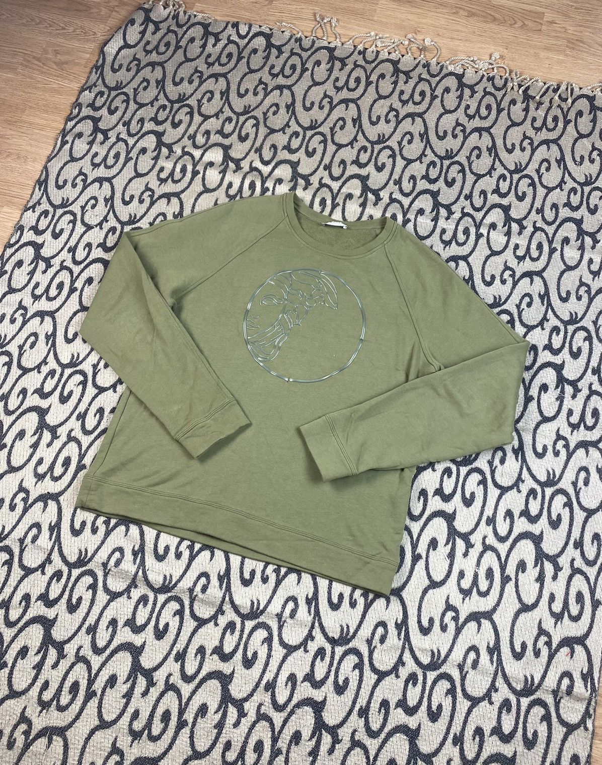 Versace × Versace Jeans Couture Versace Collection Medusa Khaki Big Logo Sweatshirt Size US L / EU 52-54 / 3 - 2 Thumbnail