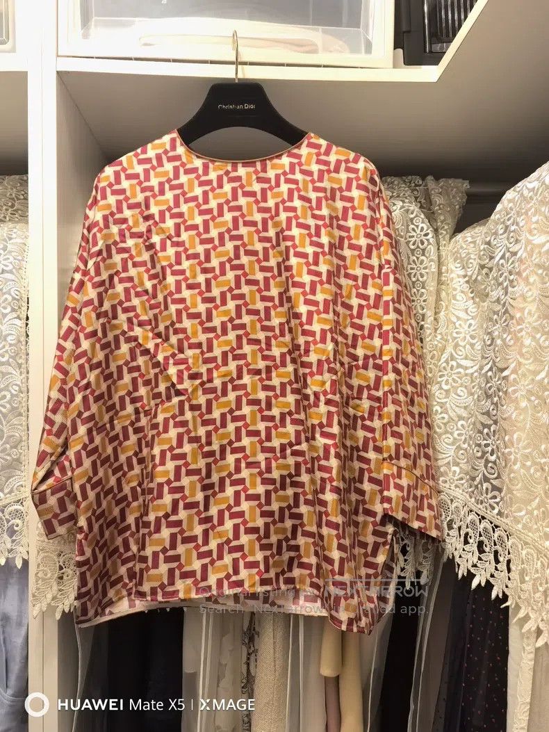 Loro Piana LORO PIANA Geometric Print Silk Shirt with Mulberry Silk F Size S / US 4 / IT 40 - 1 Thumbnail