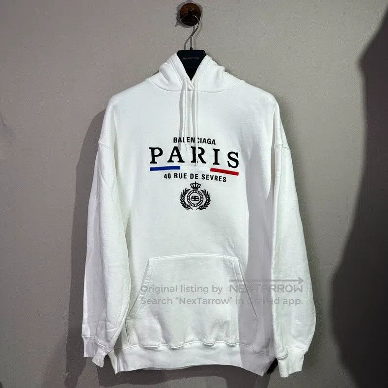 Balenciaga Balenciaga Paris Crown Wheat White Hoodie Size US XS / EU 42 / 0 - 1 Thumbnail