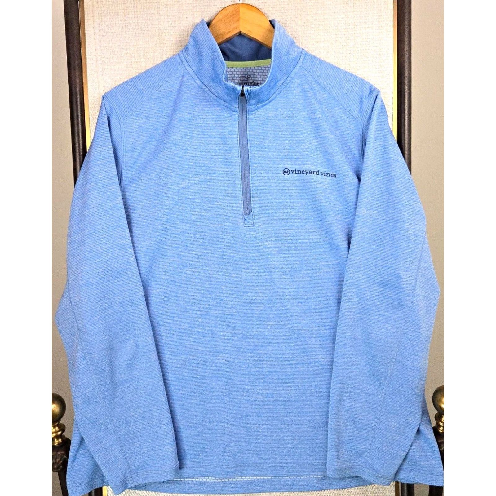 Vineyard Vines Vineyard Vines Mens 1/4 Zip Performance Pullover Microfleece Backed Blue Shirt Size US XL / EU 56 / 4 - 2 Thumbnail