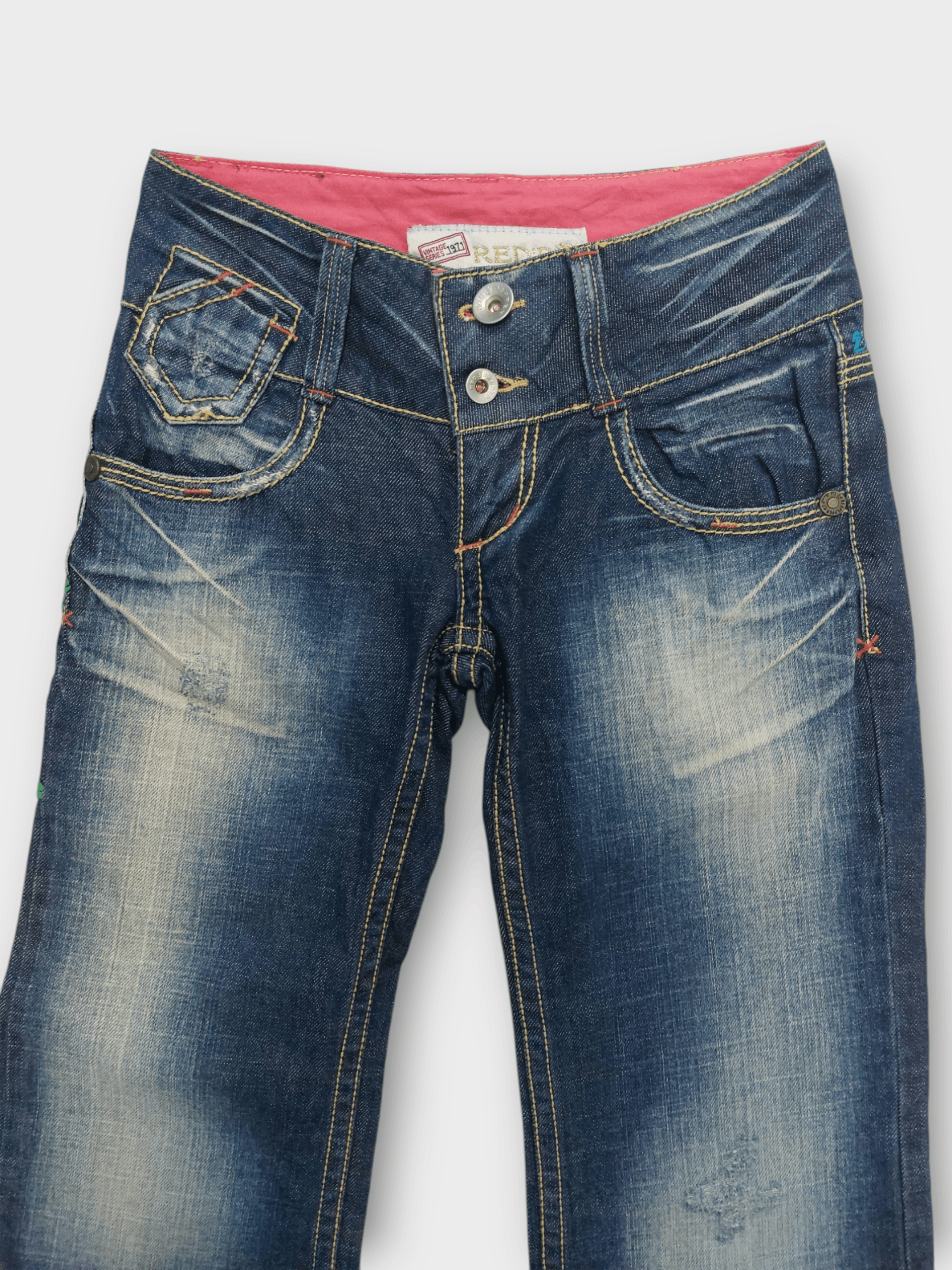 If Six Was Nine × Japanese Brand 🔥Red Pepper Jeans Flare Embroidery Florish Size 26" / US 2 / IT 38 - 2 Thumbnail