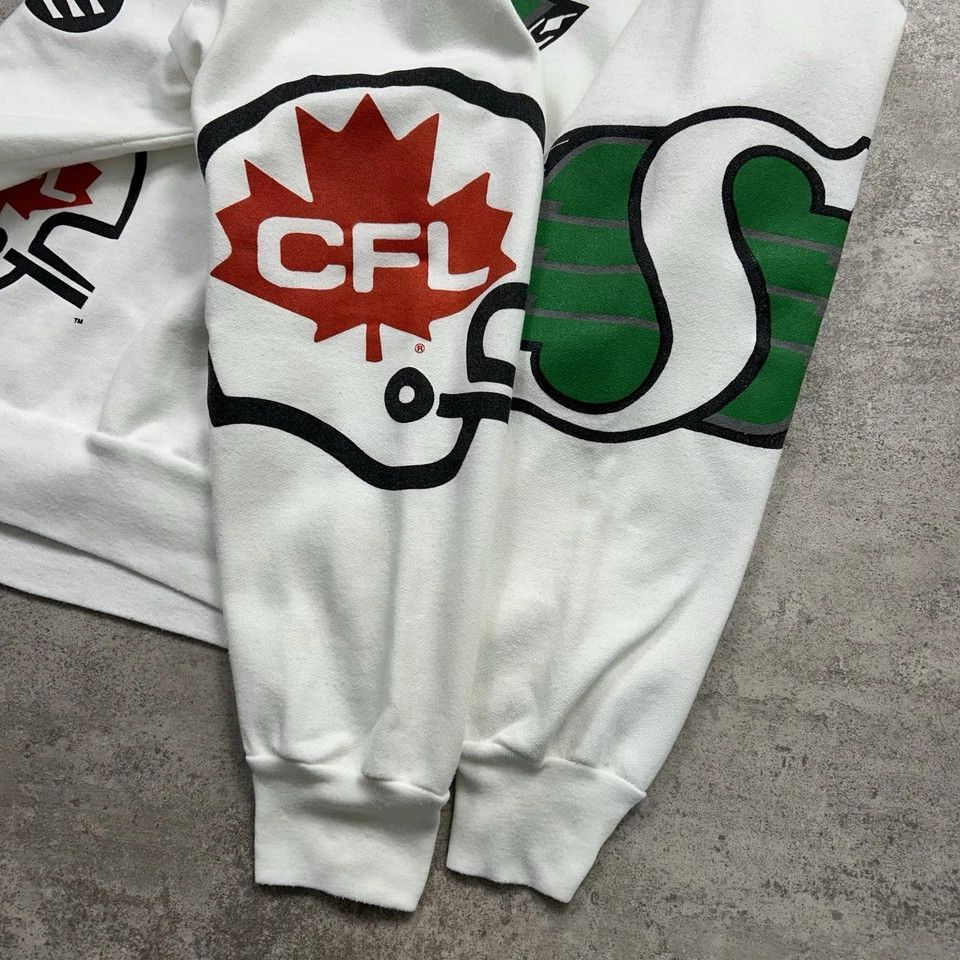 Vintage SASKATCHEWAN ROUGHRIDERS AOP SWEATSHIRT RAVENS Sz XL Size US XL / EU 56 / 4 - 5 Thumbnail