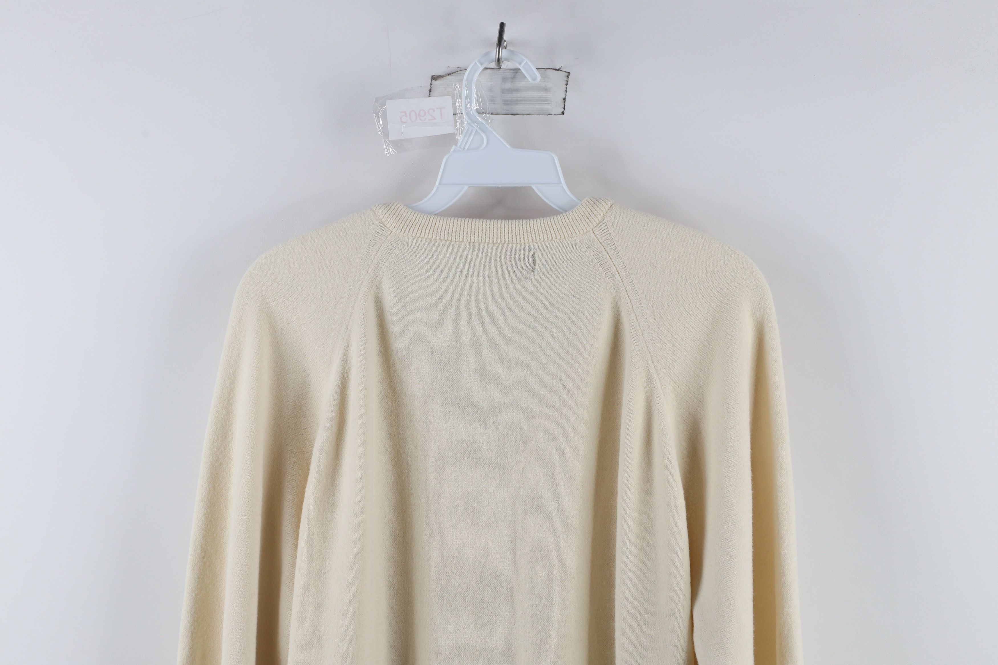 Vintage Vintage 70s Streetwear Knit V-Neck Sweater Cream USA Acrylic Size US L / EU 52-54 / 3 - 7 Thumbnail