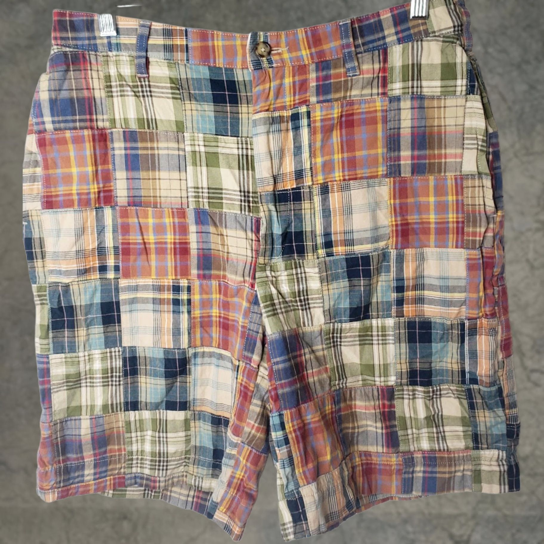 Jos. A. Bank JOS A BANK Men's Multicolor Madras Patchwork Plaid Cotton Shorts 32W X 9L Size US 32 / EU 48 - 1 Thumbnail