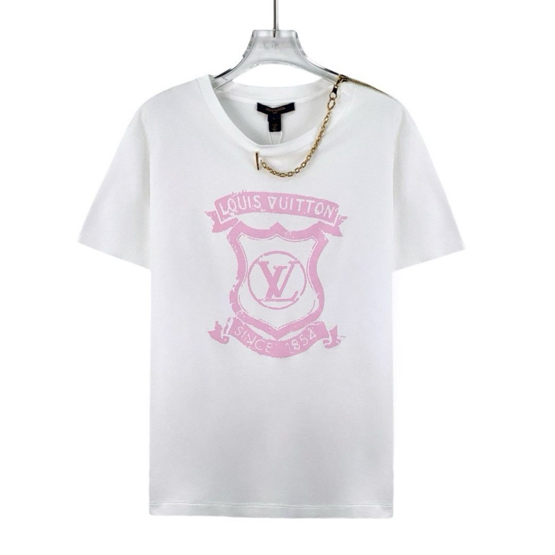 Louis Vuitton Louis Vuitton 22 White Chain Emblem Print Cotton T-Shirt Size L / US 10 / IT 46 - 1 Thumbnail