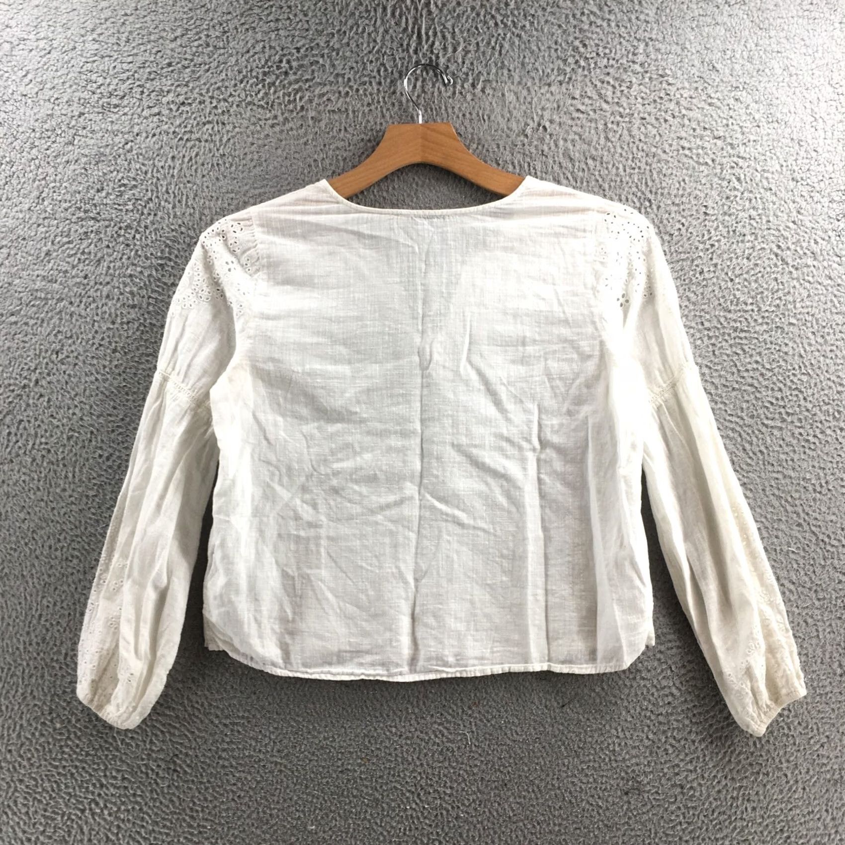 Abercrombie & Fitch Abercrombie & Fitch Blouse Top Womens M White Cotton Long Sleeve V-Neck Casual Size M / US 6-8 / IT 42-44 - 7 Thumbnail