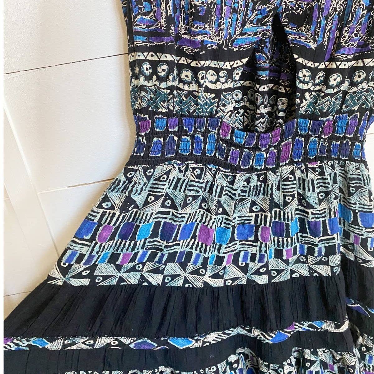 Vintage VTG Carole Little 90’s Graphic Design Flare Dress Stretch Size L / US 10 / IT 46 - 6 Thumbnail