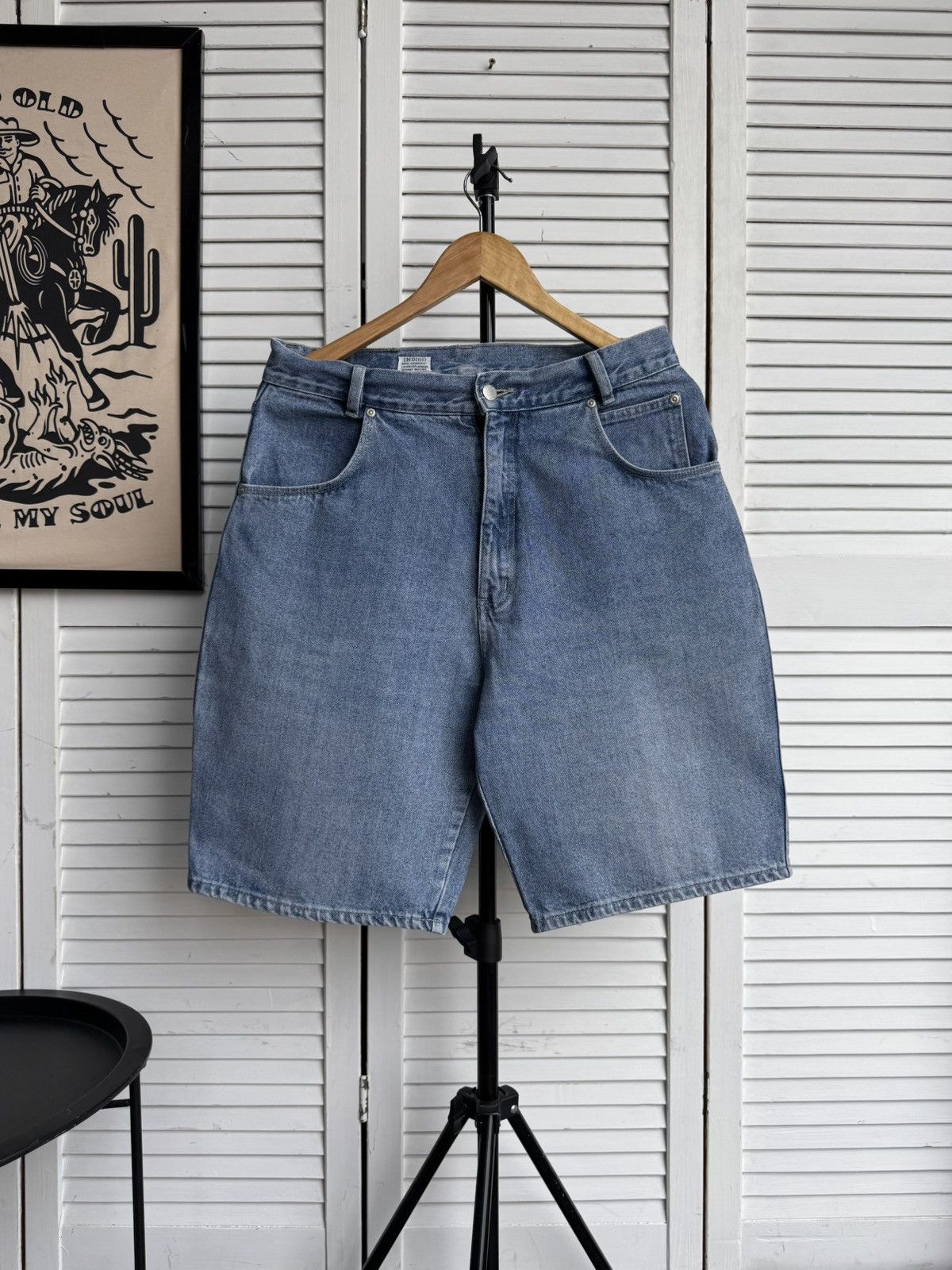 Vintage Vintage Garry USA Denim Jeans Shorts Washed Indigo Size US 31 - 1 Thumbnail