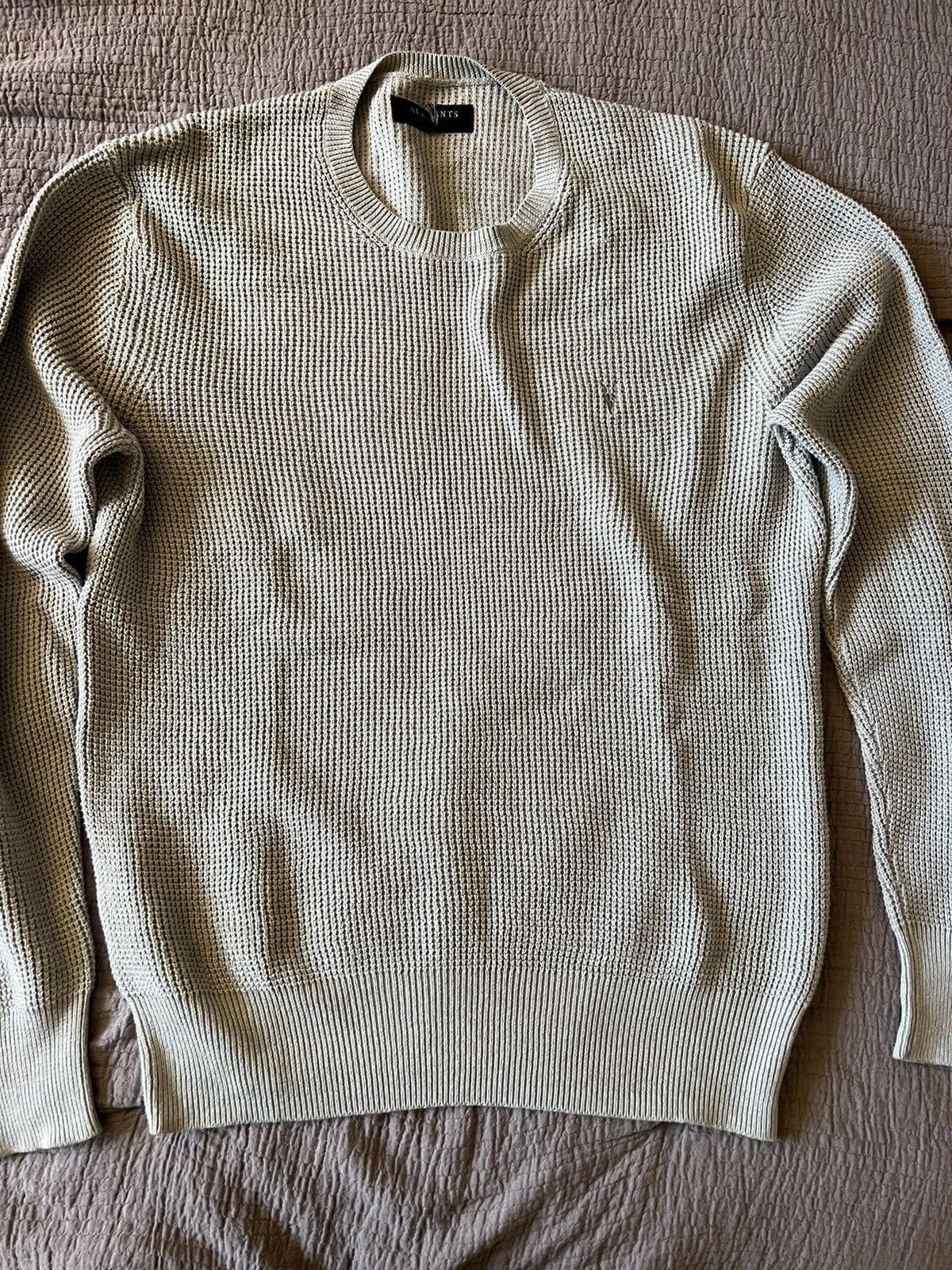 ALLSAINTS Size XS Oatmeal Knit Wool Blend Oversized Fisherman Sweater main image 0