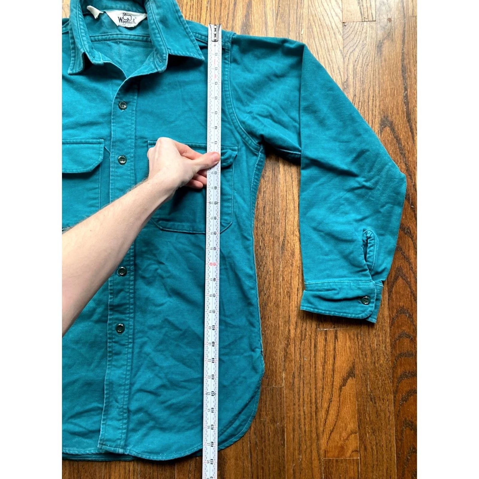 Vintage VINTAGE Woolrich Chamois Shirt Mens Small Turquoise Made In USA 80s Flannel Shirt Button-Up Long Sleeve Casual Workwear Fall Winter Pockets Blue Mens Size US S / EU 44-46 / 1 - 4 Thumbnail