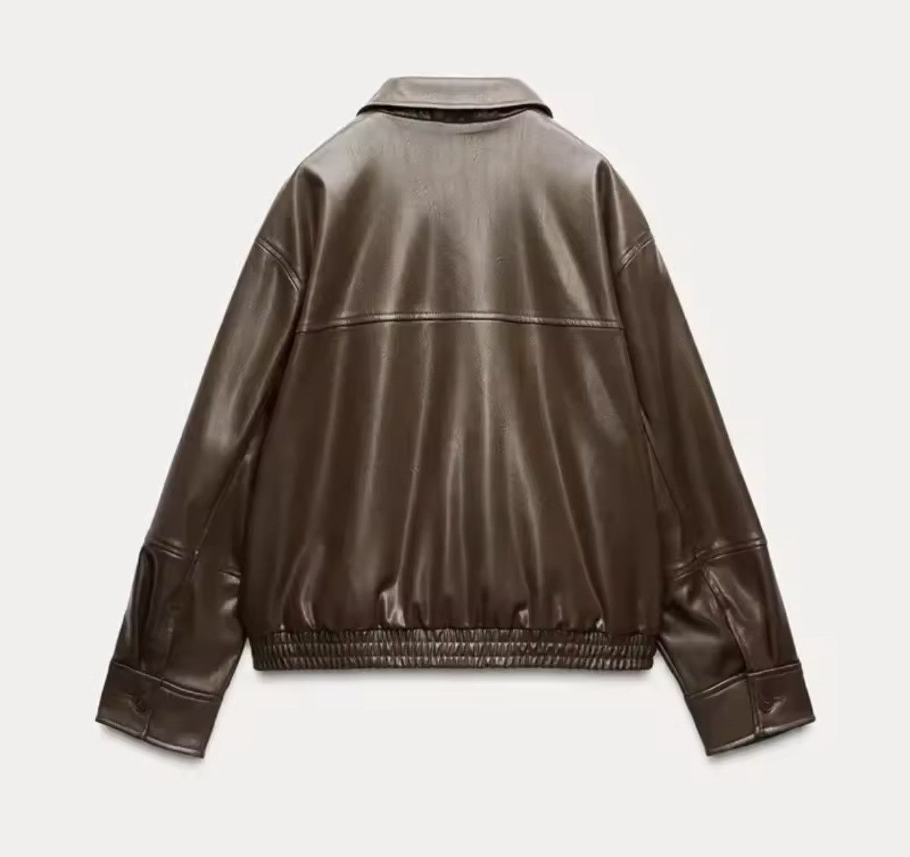 Other Streetwear Brown PU Leather Zipper Jacket Vintage Retro Size M / US 6-8 / IT 42-44 - 10 Thumbnail