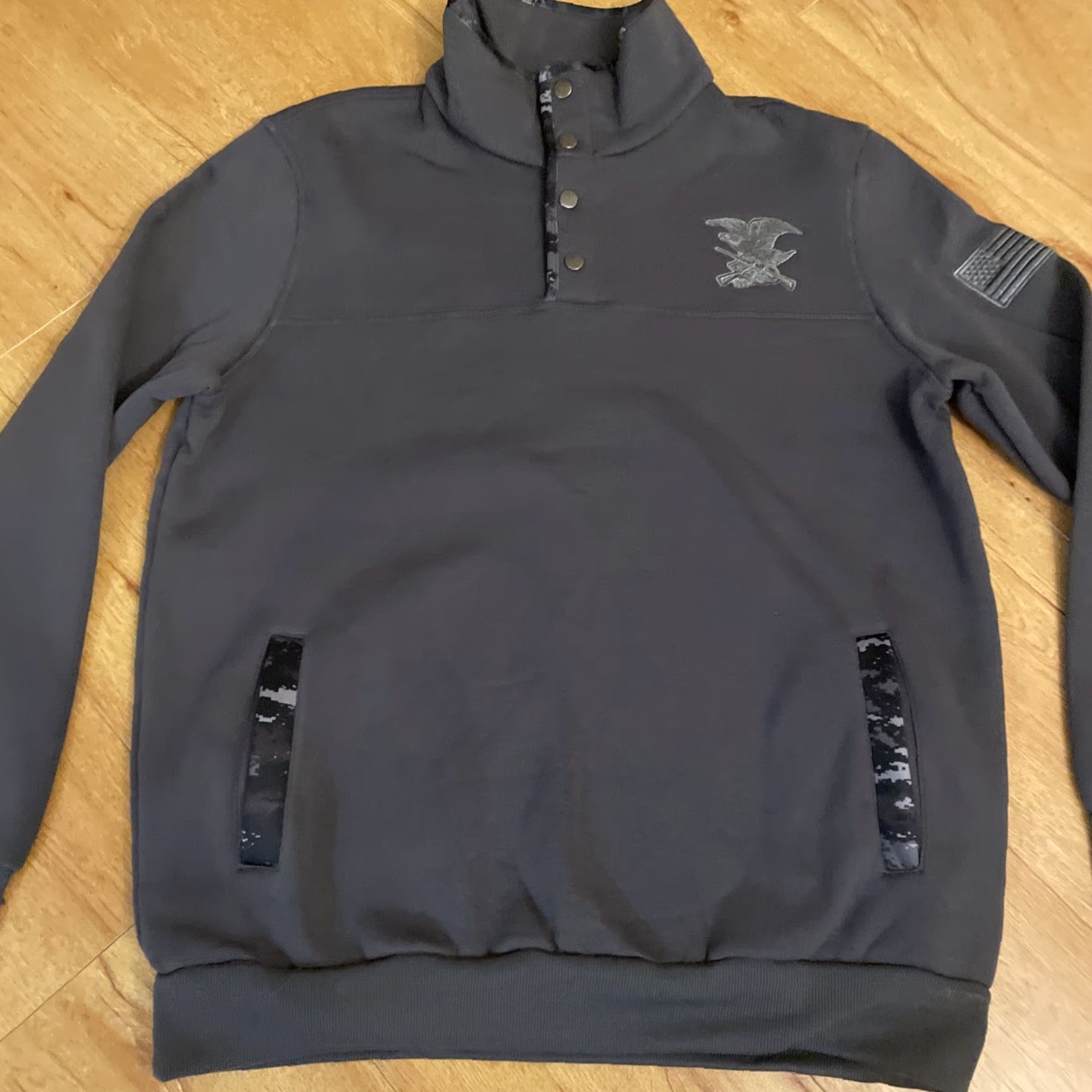 Logo 7 NRA Sweatshirt Men’s Large Pullover 1/4 Snap Button Mock Neck Grey Camo Logo Size US L / EU 52-54 / 3 - 2 Thumbnail
