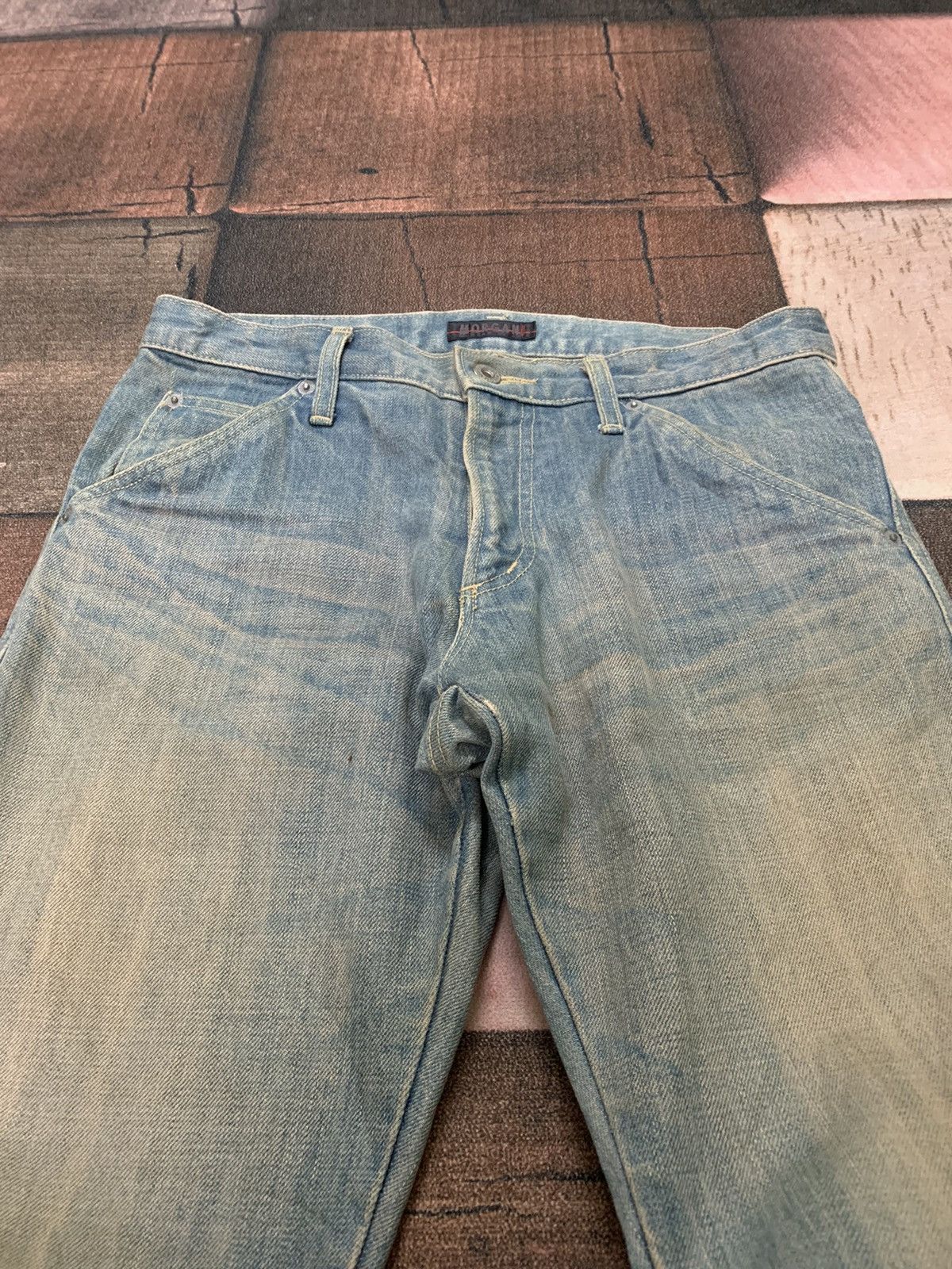 If Six Was Nine RUSTY MUD WASH MORGAN HOMME FLARE JEANS Size US 30 / EU 46 - 4 Thumbnail