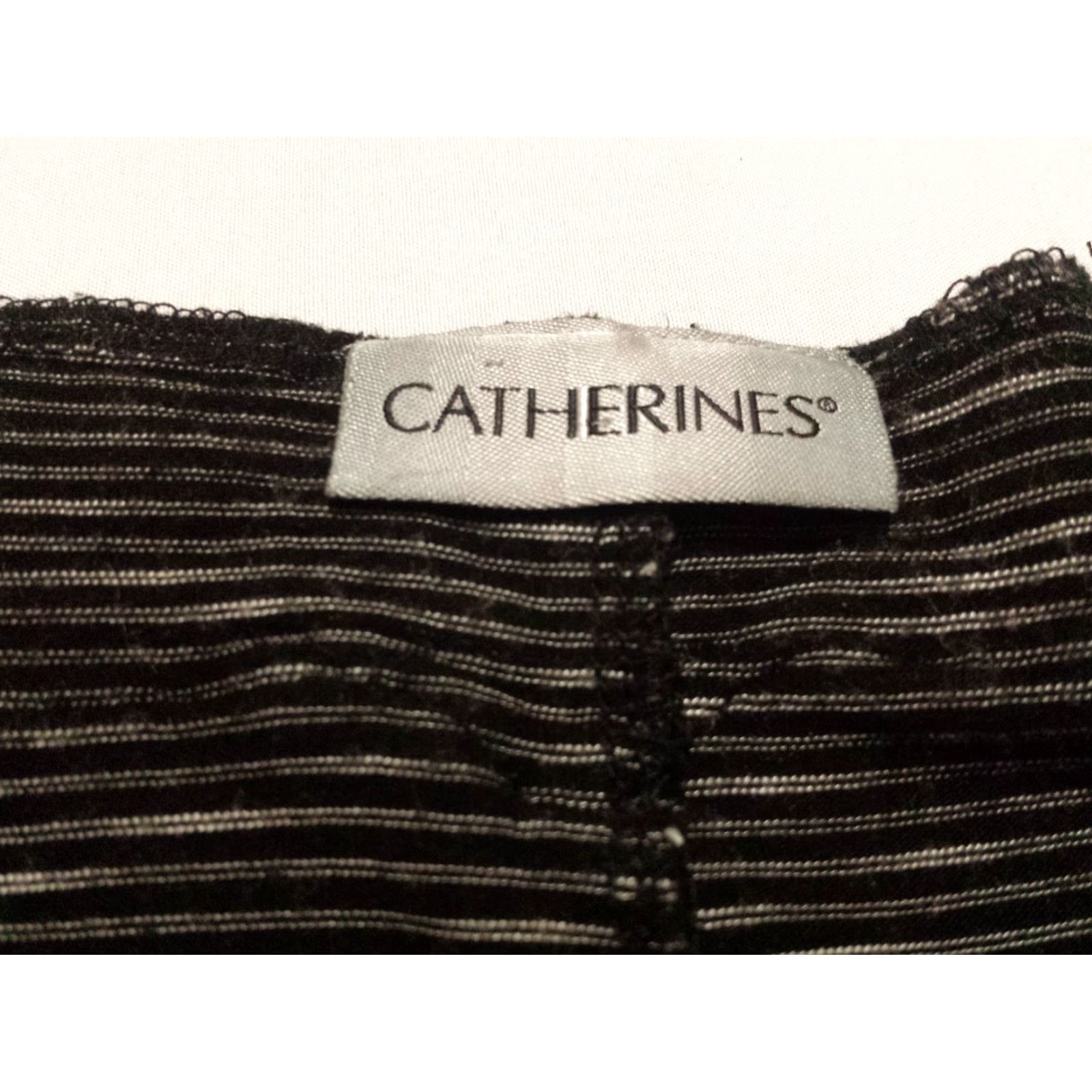 Vintage Catherines Blouse Short Sleeve Round Neck Black Striped 0X Plus Womens Top Shirt Size XL / US 12-14 / IT 48-50 - 6 Thumbnail