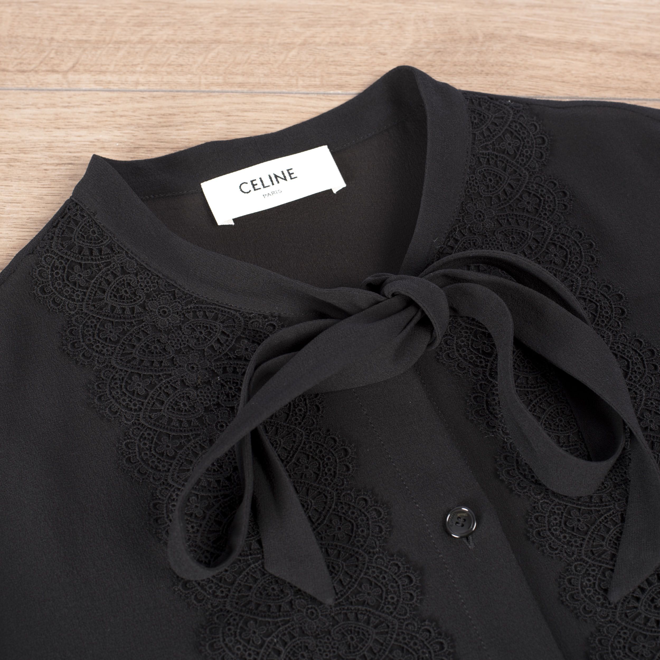 Celine Black Frilled Blouse In Silk Crêpe Size L / US 10 / IT 46 - 9 Thumbnail