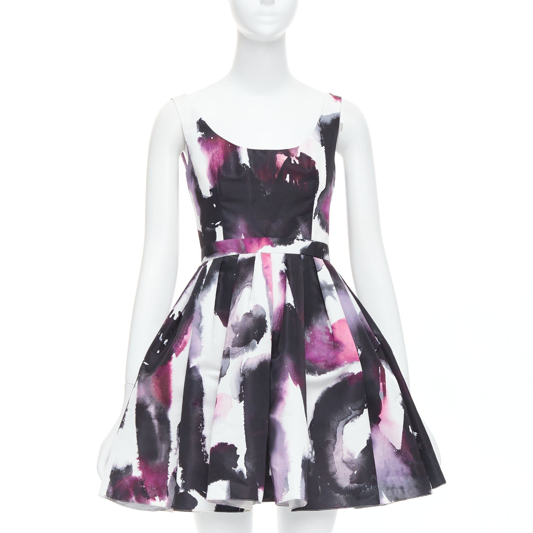 Alexander McQueen ALEXANDER MCQUEEN 2022 purple watercolor Graffiti print flared short dress IT38 XS Size XS / US 0-2 / IT 36-38 - 1 Thumbnail