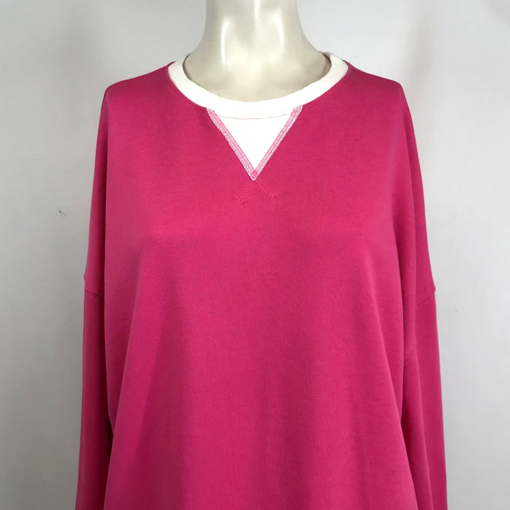 Pinko Oversized Sweatshirt Large Pink White Contrast Trim Layered Womens Size L / US 10 / IT 46 - 2 Thumbnail