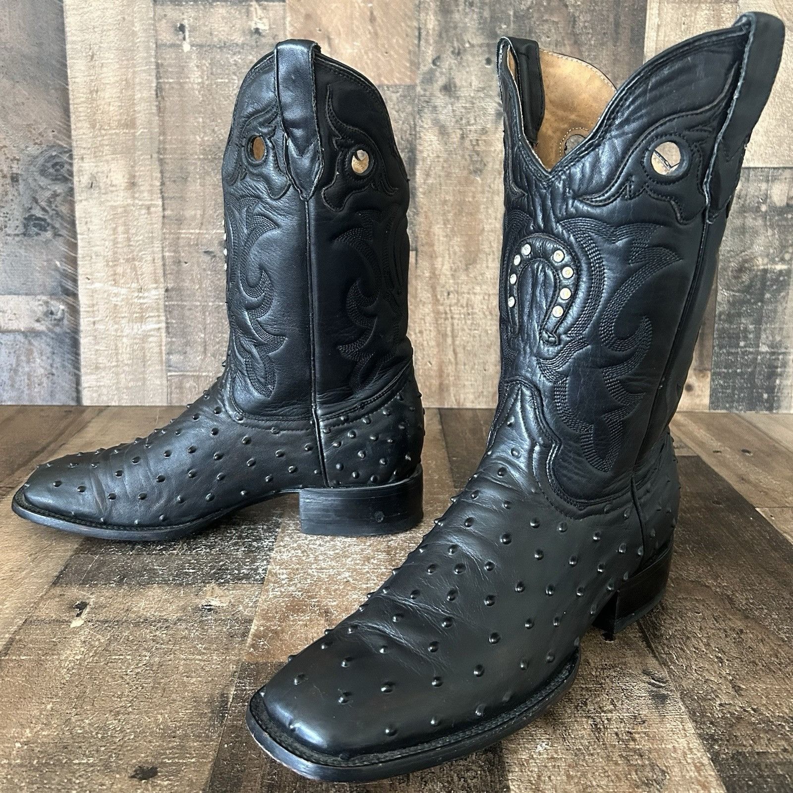 Vintage El General Ostrich Print Square Toe Cowboy Boots Mens 9.5 Size US 9.5 / EU 42-43 - 1 Thumbnail