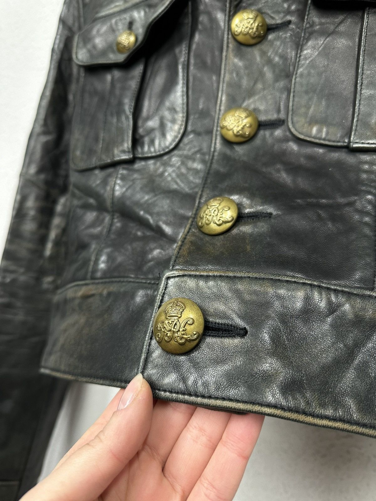 Polo Ralph Lauren Vintage Leather Jacket Polo Ralph Lauren Cropped Faded Rare Size S / US 4 / IT 40 - 9 Thumbnail