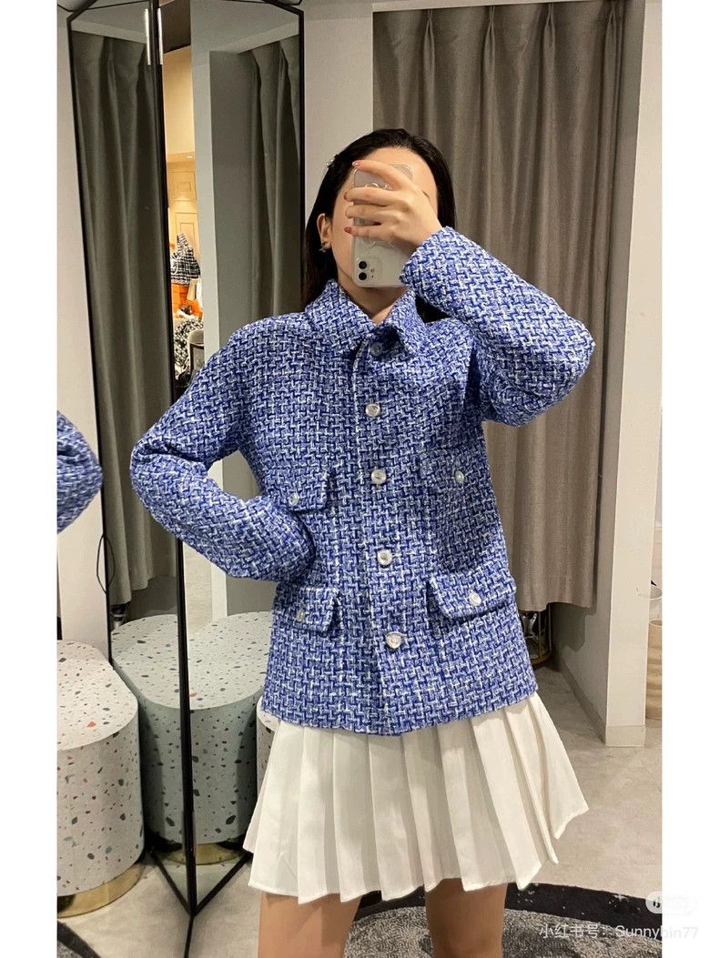 Chanel Chanel 23p blue and white plaid jelly buckle four-pocket j Size XXS / US 00 / IT 34 - 9 Thumbnail