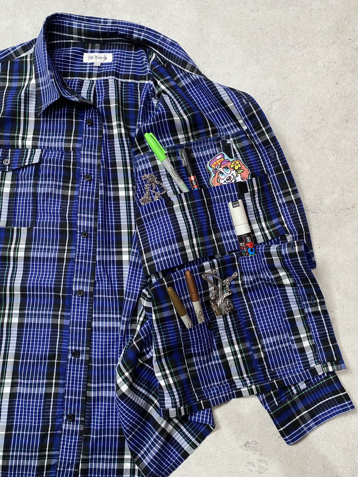 Japanese Brand B.C Factory Plaid Flannel Multipocket L/S Outershirt Size US L / EU 52-54 / 3 - 8 Thumbnail