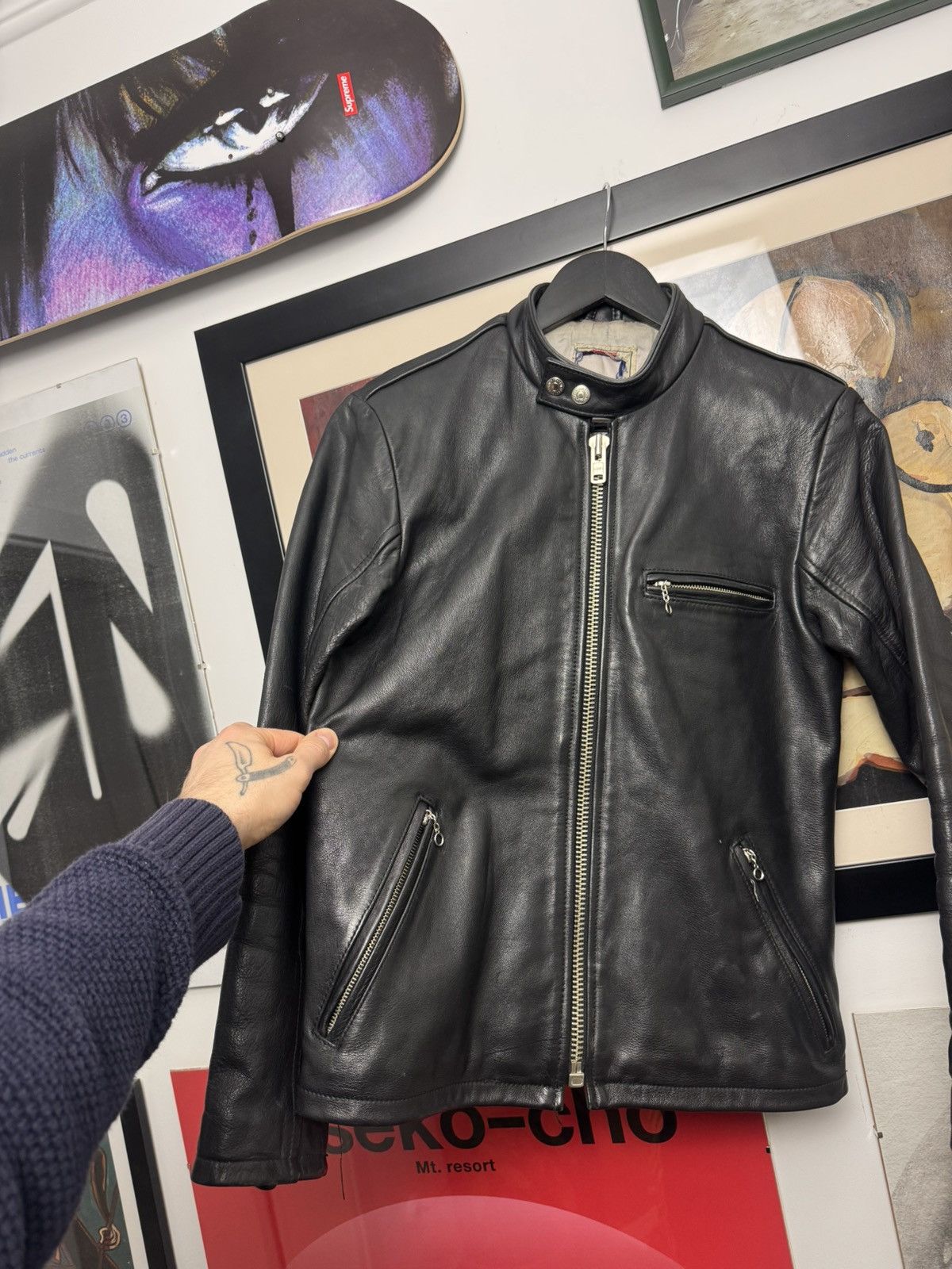 Levi's Vintage 90s Levis Leather Biker Black Jacket Archive Rare Size US S / EU 44-46 / 1 - 3 Thumbnail