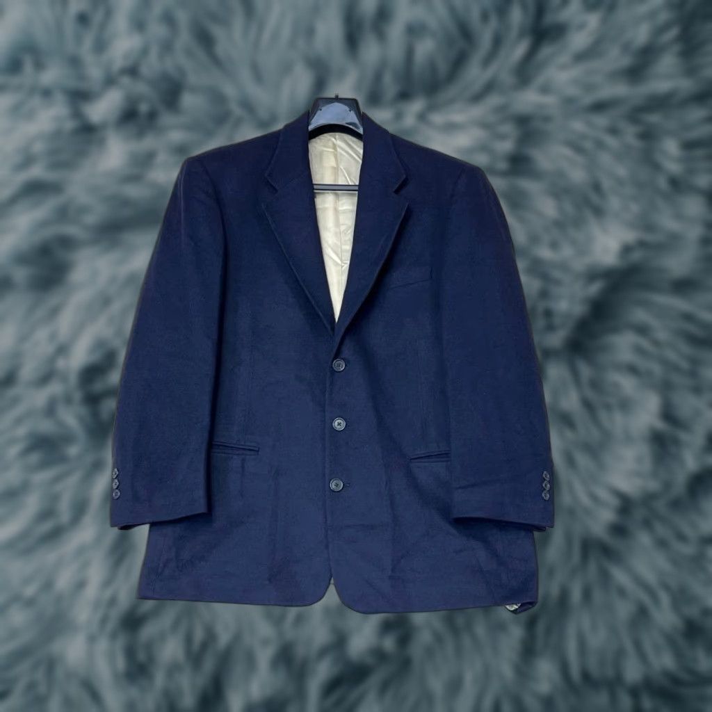 Vintage Alessandro Blazer Mens Size S-M Blue 100% cashmere Tweed Notch Lapel Three-Button Long Jacket Shirt? Size 36R - 1 Thumbnail