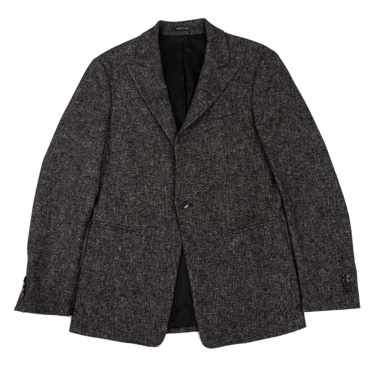 Emporio Armani Melange Wool One-Button Jacket in Black and White Size US S / EU 44-46 / 1 - 1 Thumbnail
