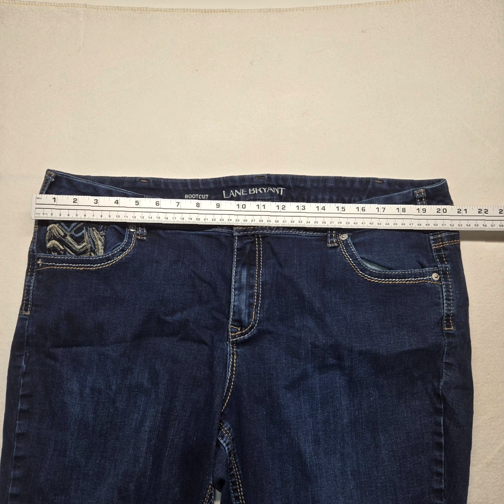 Vintage Lane Bryant Jeans Women Size 24P Blue Slim Boot Straight Genius Fit 5 Pockets Size 42" / US 20 - 5 Thumbnail