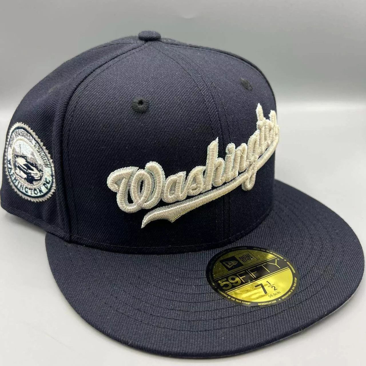 New Era Washington Nationals Hat Men 7 1/2 Black Gray MLB Fitted Cap Size ONE SIZE - 1 Thumbnail