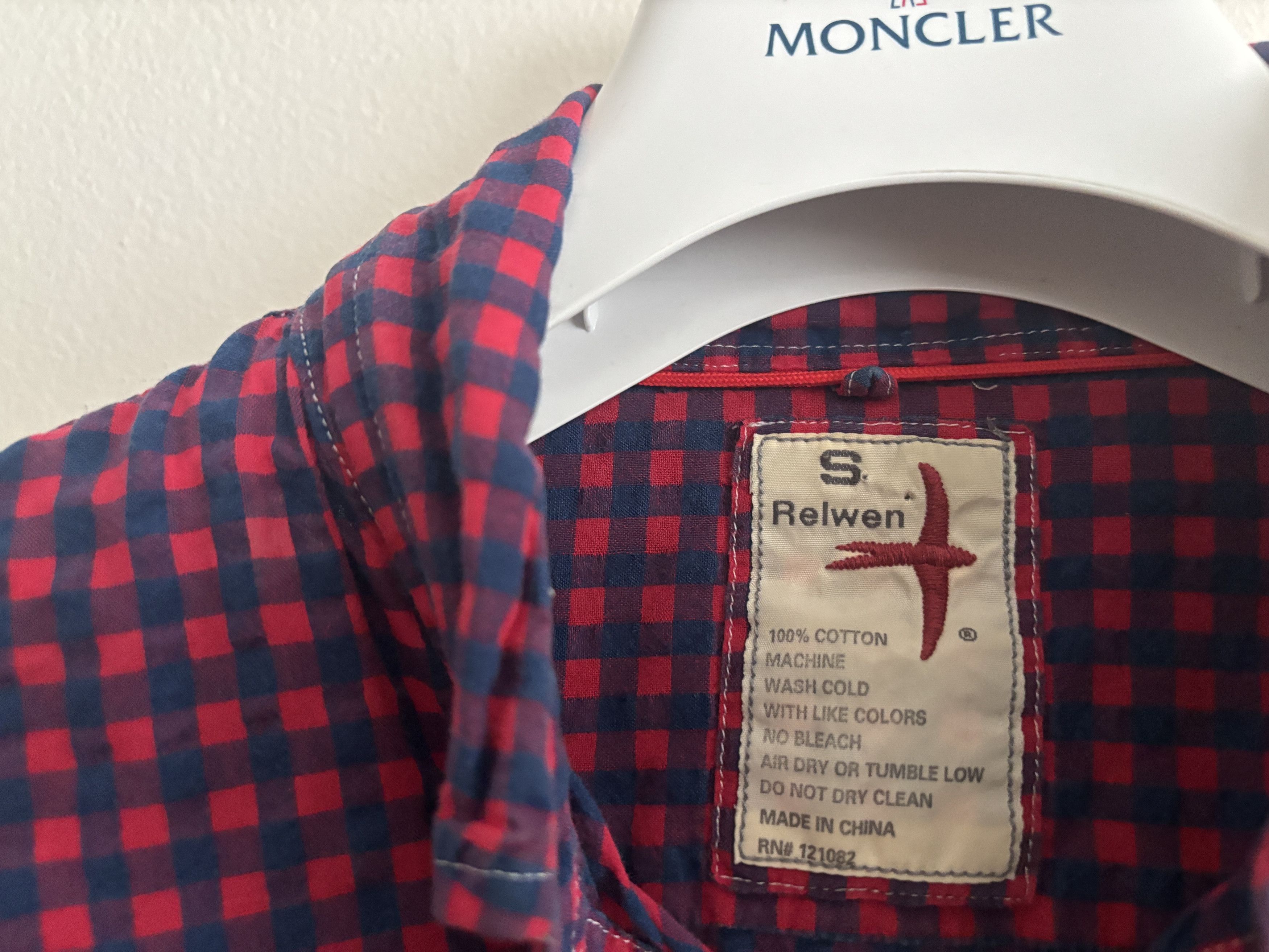 Relwen Gingham Cotton Seersucker Long Sleeve Button Down Shirt Size US S / EU 44-46 / 1 - 4 Thumbnail