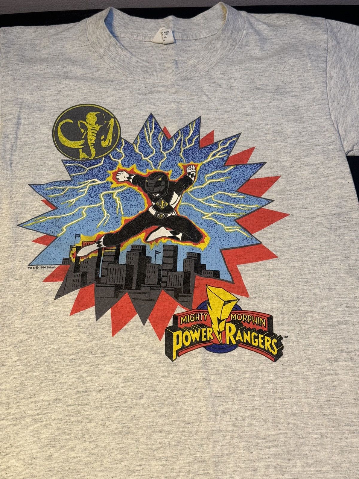 T-shirt Vintage Power Rangers 1994 – Noir – Taille M – Fabriqué Aux USA – Saban