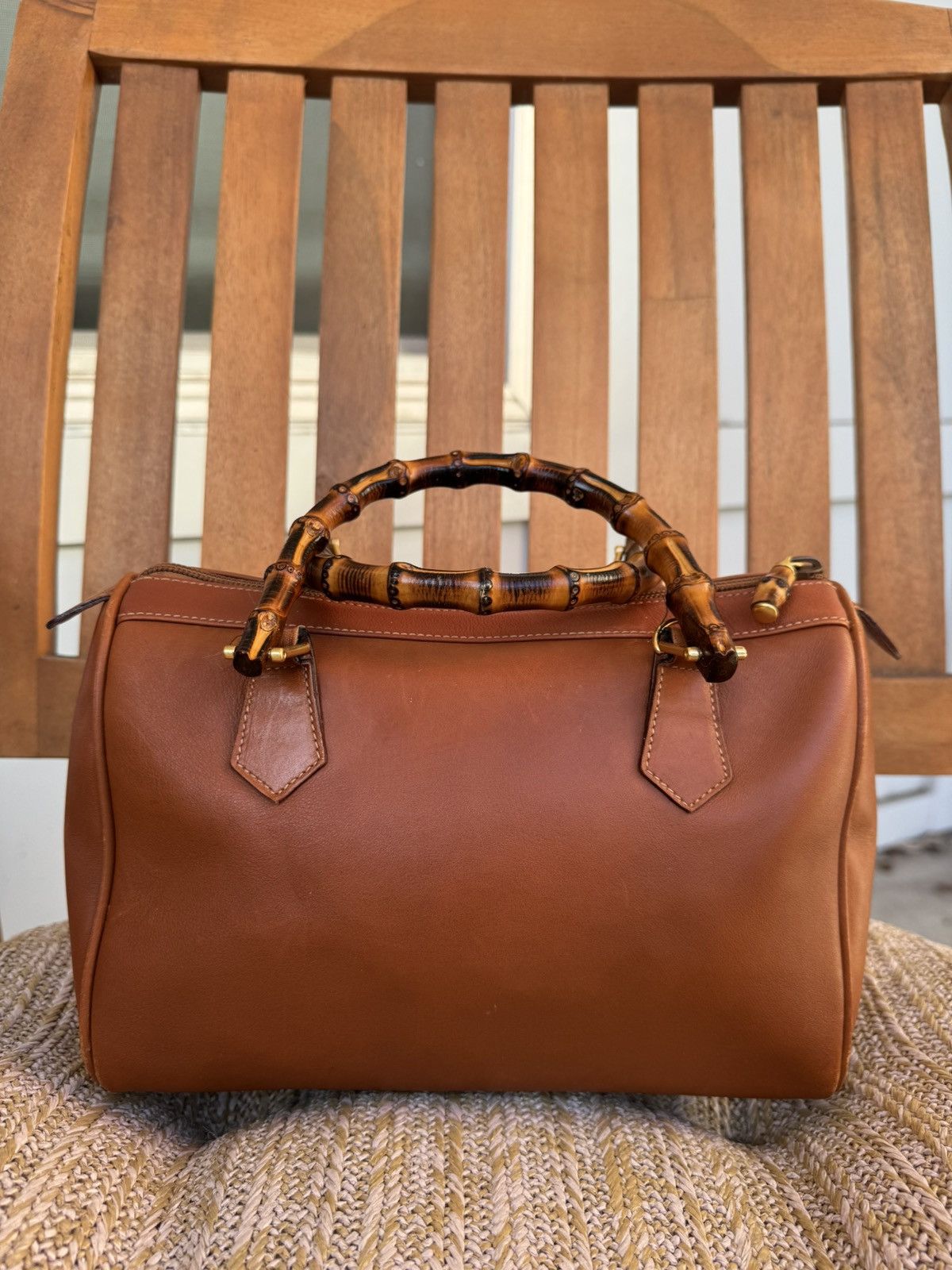Gucci Gucci Vintage Bamboo Handle Bag - Brown Leather with COA Size ONE SIZE - 12 Thumbnail