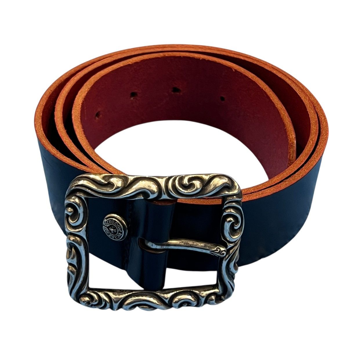 Chrome Hearts Chrome Hearts SCRLREC Leather Belt – Rectangle Scroll Buckle Size 34 - 1 Thumbnail