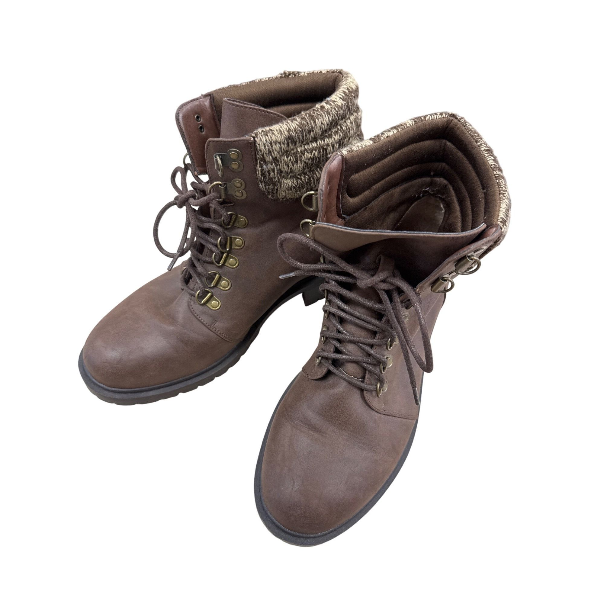 Torrid Torrid Womens Brown Faux Leather Hiking Sweater Boots Size 1 Size US 10 / IT 40 - 10 Thumbnail