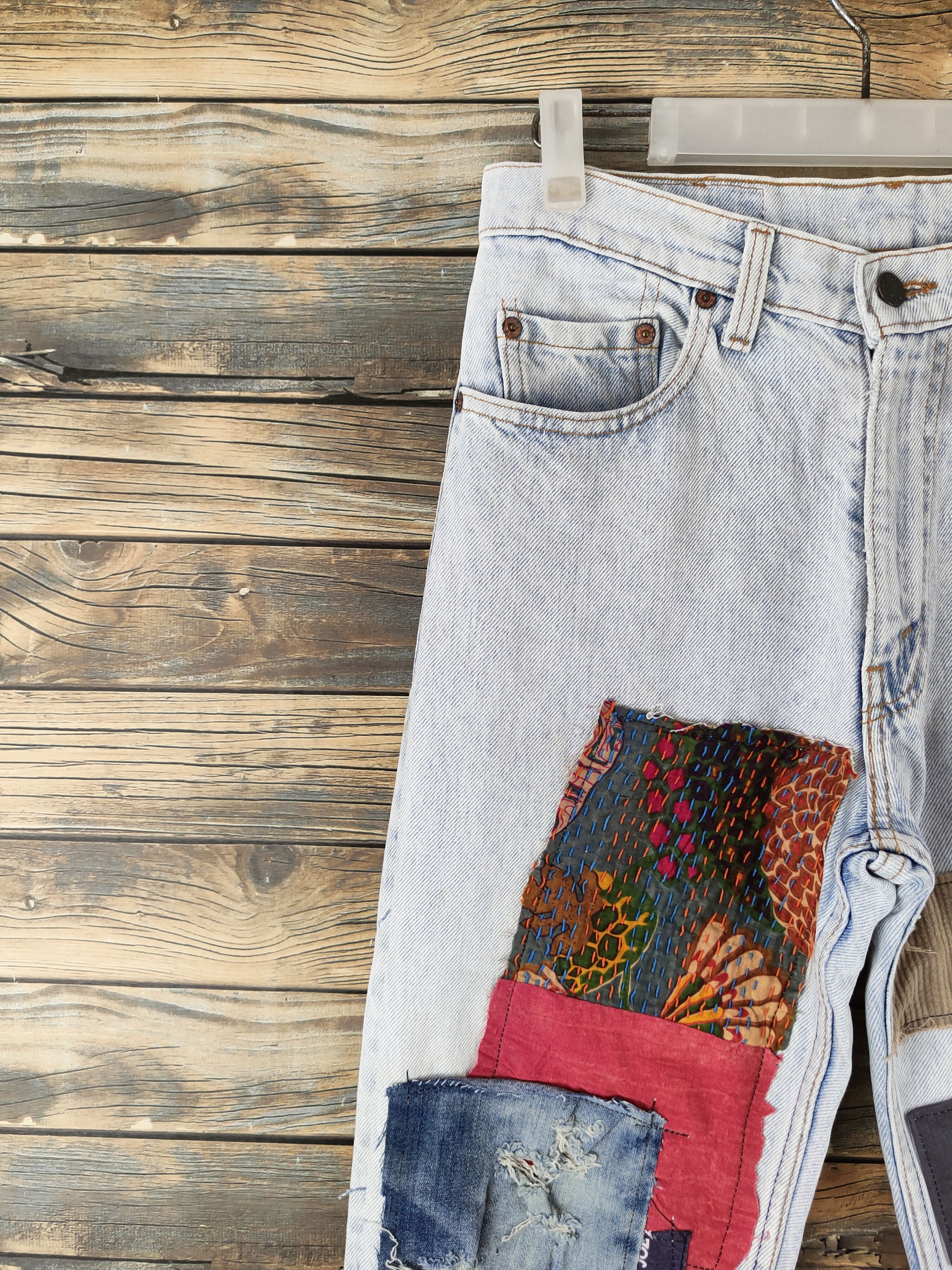 Levi's DL Levi's Light Distressed patchwork Ripped denim #46-832 Size US 29 - 3 Thumbnail