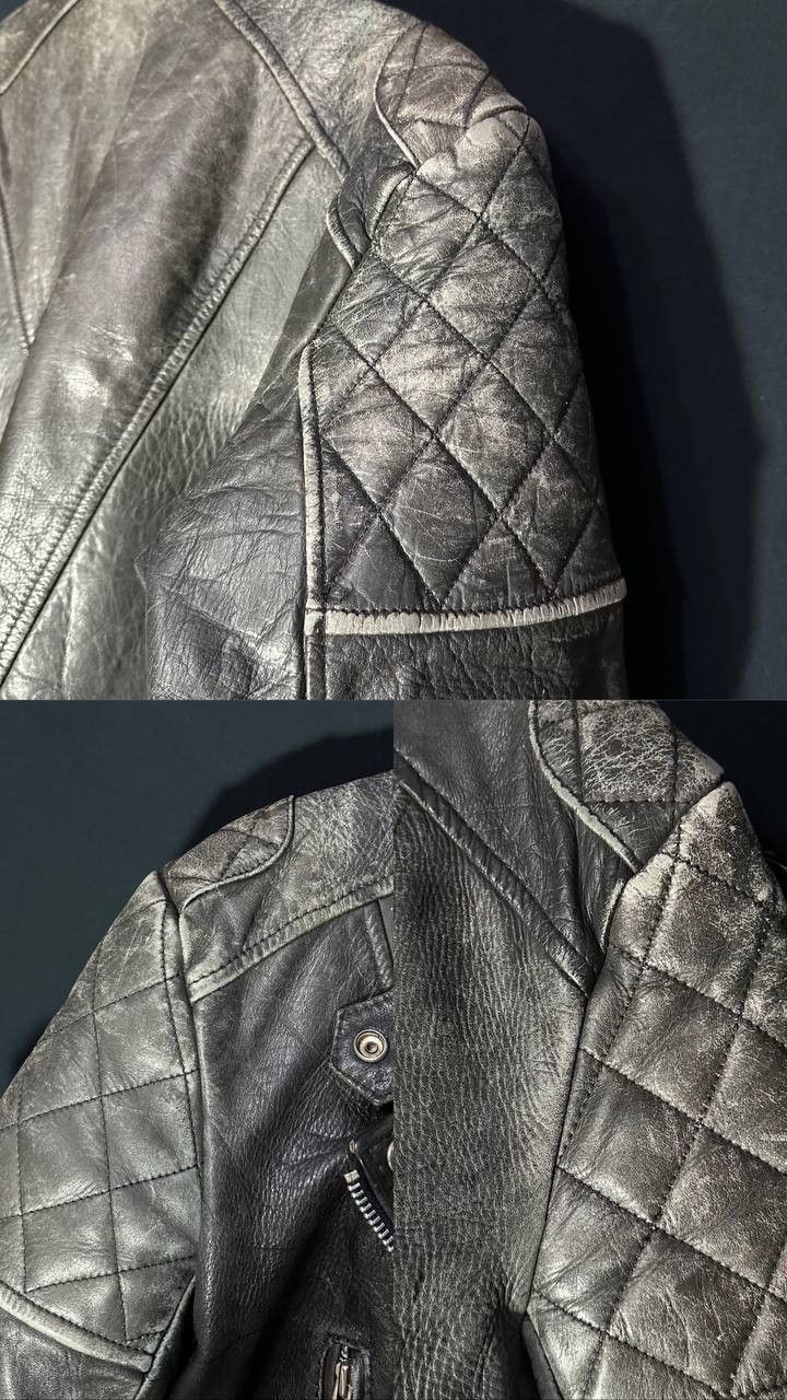 Genuine Leather × Leather Real Leather Jacket Vintage Motorcycle Biker Retro Racer Size L / US 10 / IT 46 - 7 Thumbnail