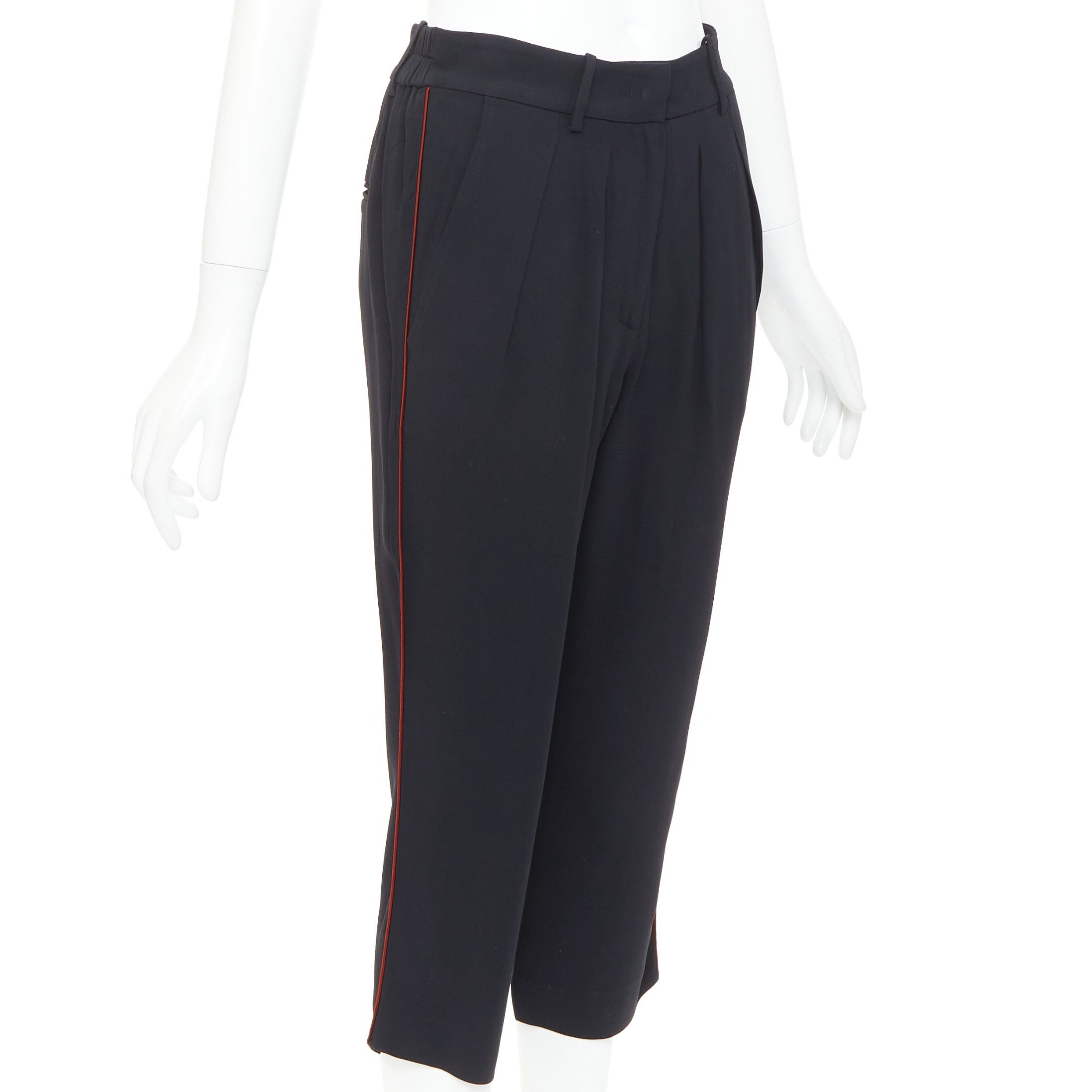 Isabel Marant ISABEL MARANT black red piping pleated straight cut capri pants FR36 S Size 27" / US 4 / IT 40 - 1 Thumbnail