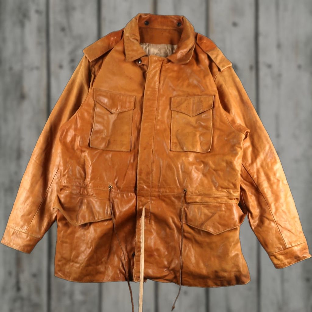 Vintage VINTAGE Overland M-65 Military Jacket Men L Brown Leather Mid-Length Ladies? No, Men’s L. Size US L / EU 52-54 / 3 - 1 Thumbnail