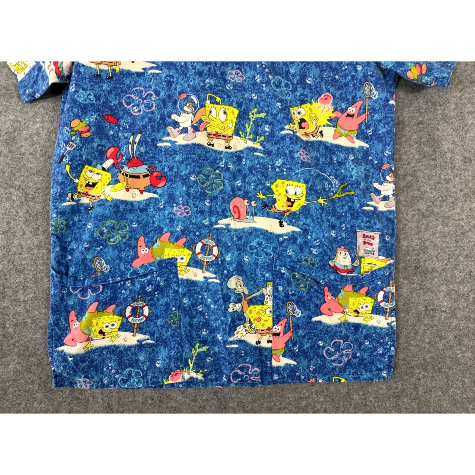 Nickelodeon VINTAGE Nickelodeon SpongeBob SquarePants Scrub Top Shirt Womens XS Blue V-Neck Pockets Size XS / US 0-2 / IT 36-38 - 4 Thumbnail