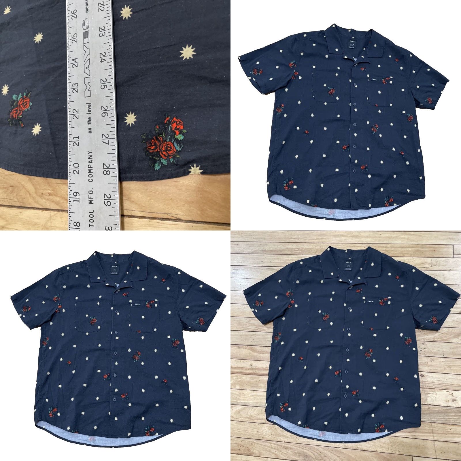 RVCA RVCA Button-Down Shirt Men L Relaxed Black Rose Star Beachy Preppy Punk Y2K Shirt Adults Sons? Size US L / EU 52-54 / 3 - 9 Thumbnail