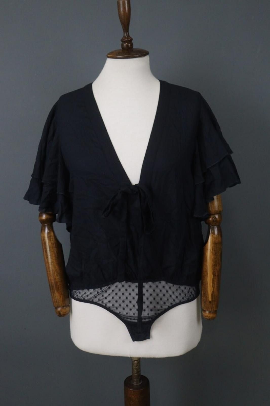 Free People Free People Navy 100%Rayon Call Me Later Bodysuit Size S Size ONE SIZE - 1 Thumbnail