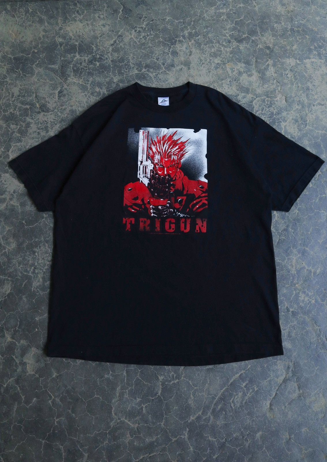 image of Cartoon Network x Vintage Trigun Promo Black 90's 00S Anime Akira Y2K Ghost Tee, Men's (Size XL)