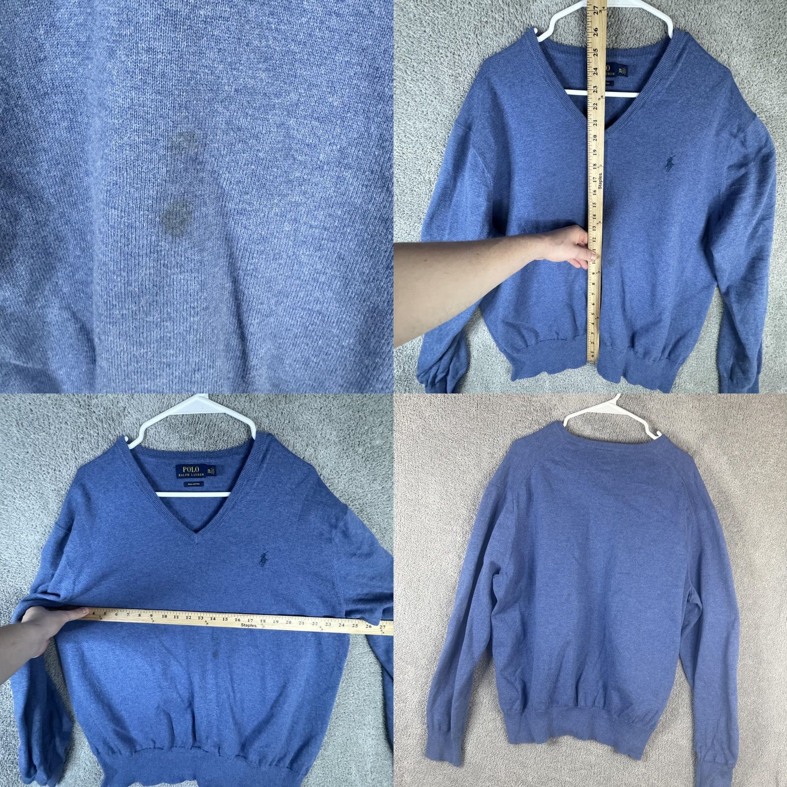 Polo Ralph Lauren VINTAGE? No. Polo Ralph Lauren Sweater Mens 2XL Blue Pima Cotton V Neck Knit Pullover Size US XXL / EU 58 / 5 - 8 Thumbnail