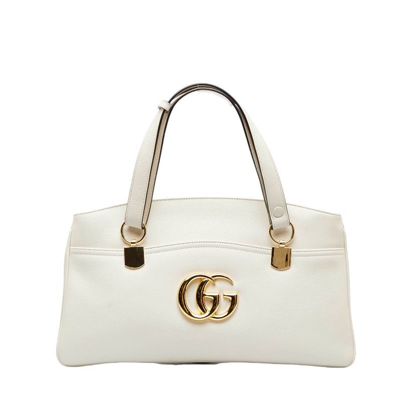 Gucci GG Marmont Round Crossbody Chain Shoulder Bag White Leather