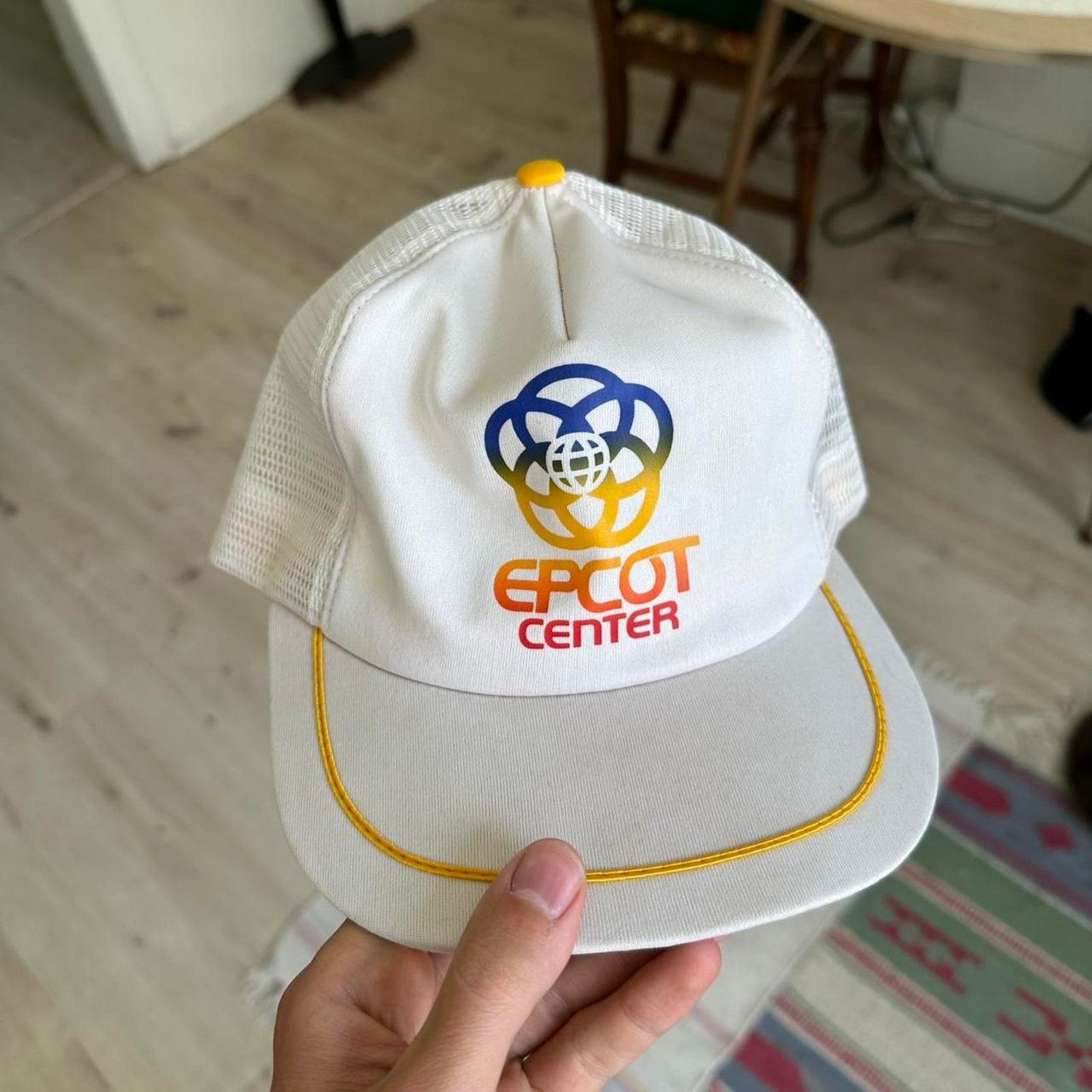 Disney × Vintage Vintage 80s Disney Epcot Center White mesh Trucker Hat Cap Size ONE SIZE - 3 Thumbnail