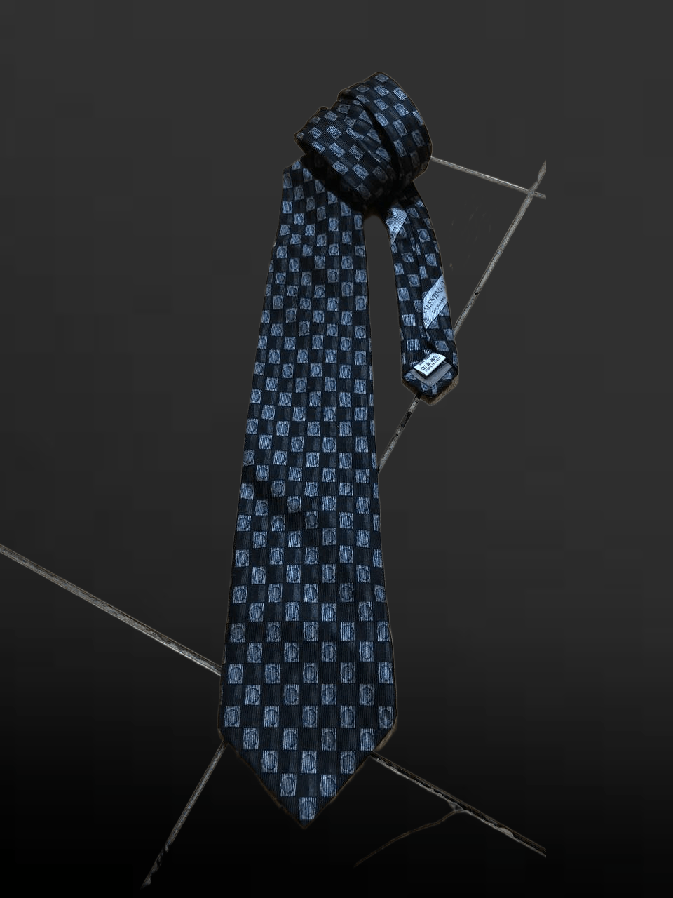 Valentino Valerio Pure Silk Hand Made Square Pattern Tie Size ONE SIZE - 1 Thumbnail