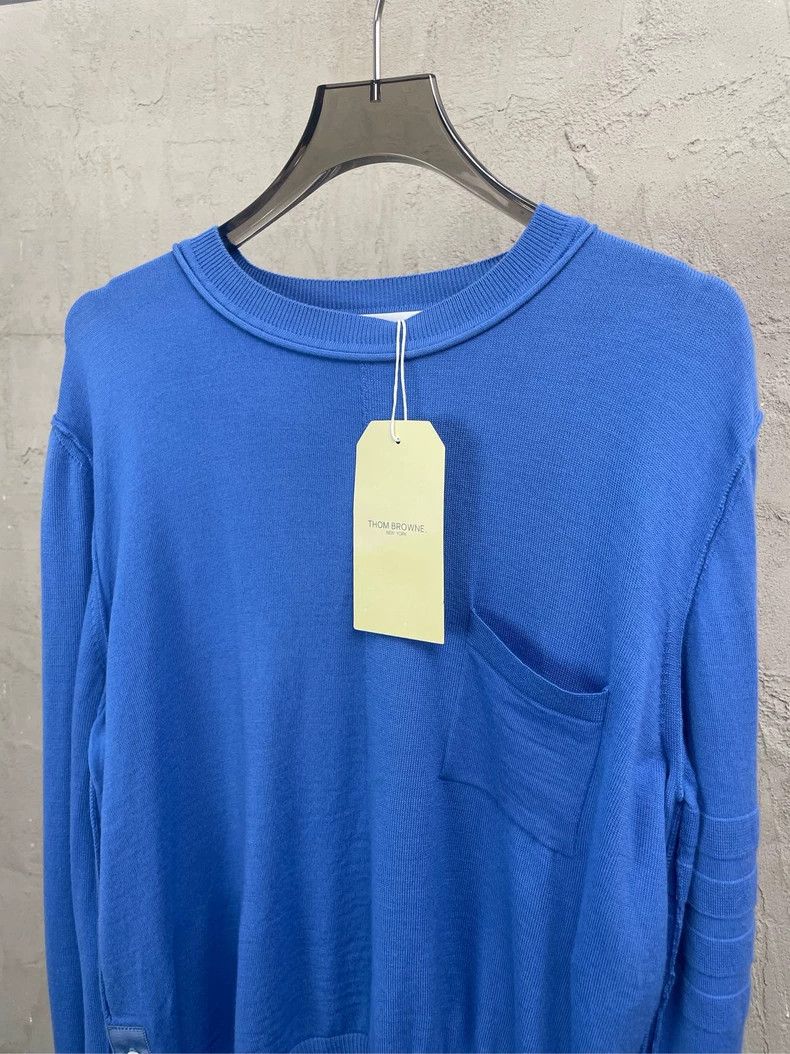 Thom Browne Thom Browne size2 Sea blue pocket knit wool sweater Size US M / EU 48-50 / 2 - 2 Thumbnail