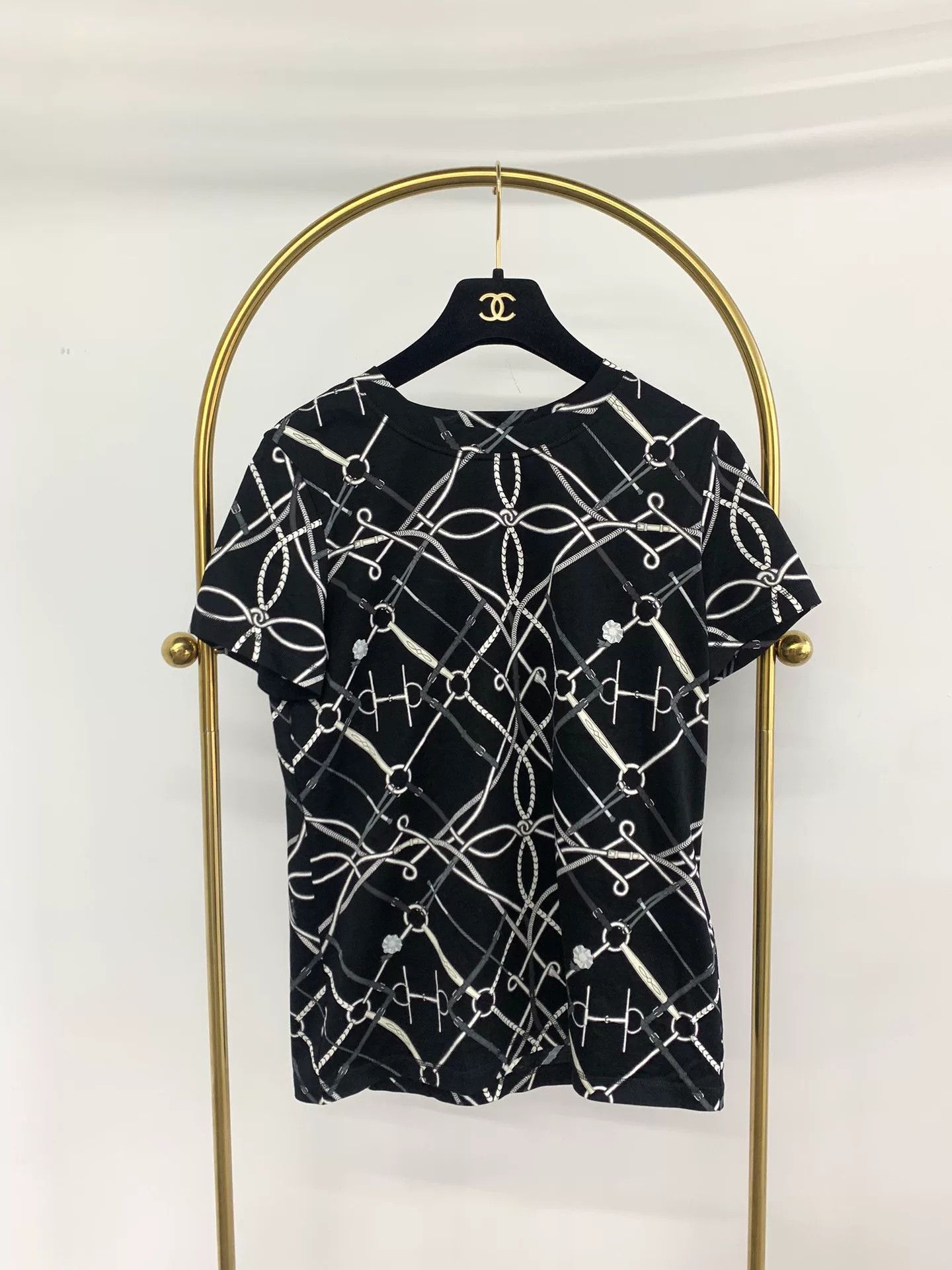 Hermes Black Printed Short Sleeve T-shirt